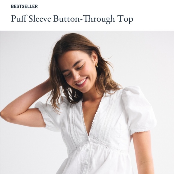 Abercrombie & Fitch White Puff Sleeve Blouse - Picture 8 of 8